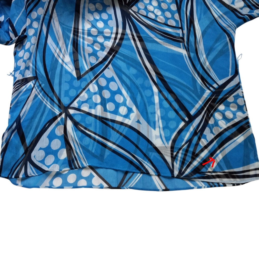 Womens Kimono Top Blue Size 16 Tie Waist Artsy Resortwear Boho Retro - Picture 15 of 15